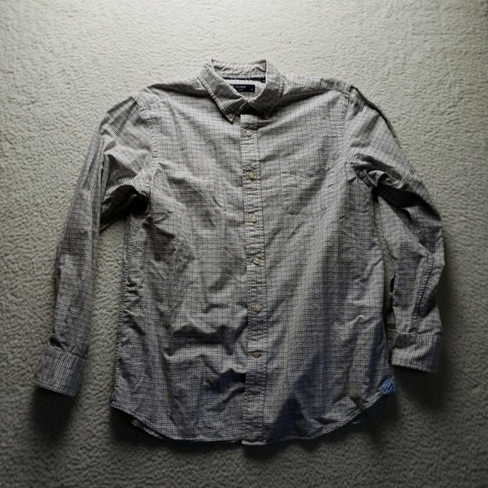 Cremieux Shirt Mens Large Blue Check Long Sleeve 100% Cotton Button-Up Casual
